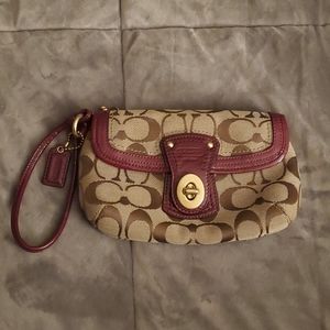 Coach brown/purple wristlet - never used